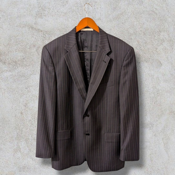 Joseph Abboud Blazer Jacket Sports Coat Size 42R Dark Gray Pinstripes